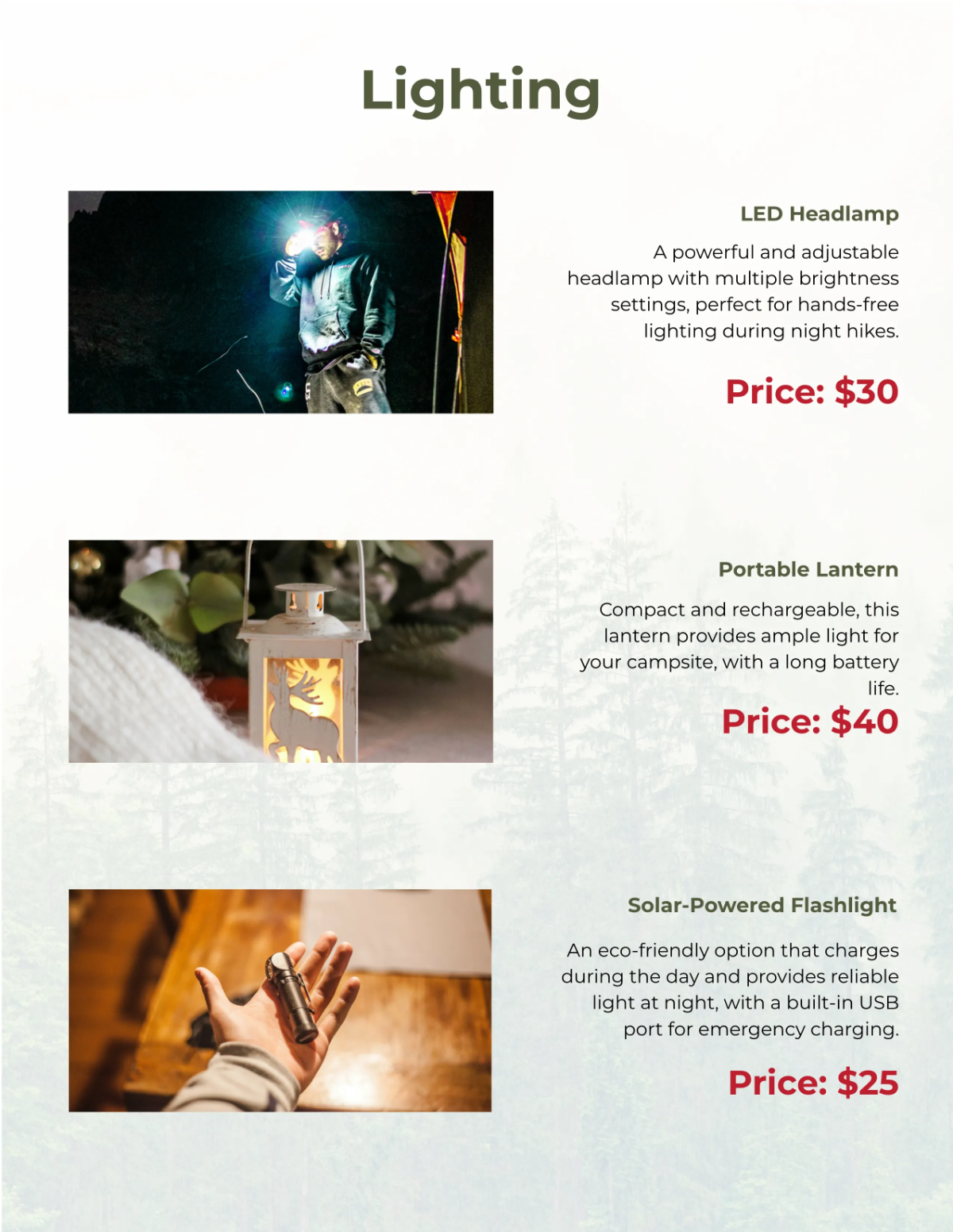 Free Hiking Essentials Catalog Template to Edit Online