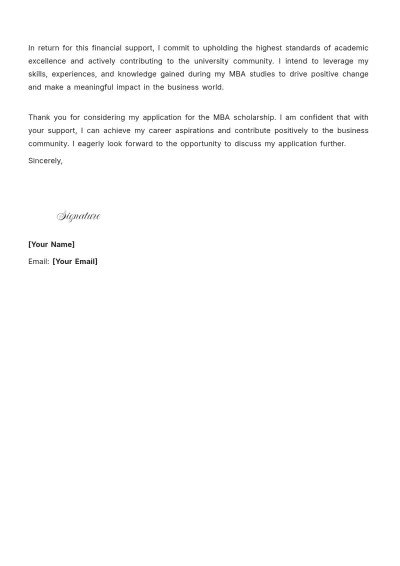 Free MBA Scholarship Cover Letter to Edit Online