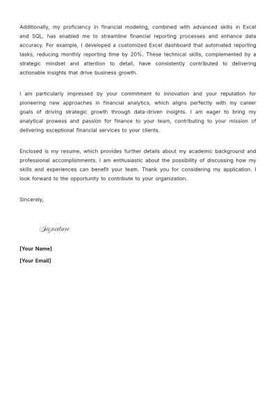 Free Analyst Cover Letter For Job Application to Edit Online
