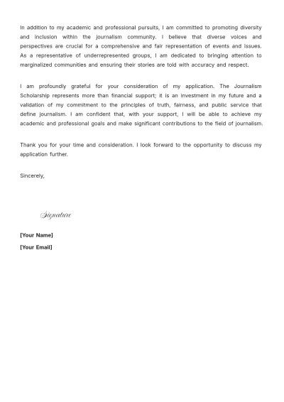 Free Journalism Scholarship Cover Letter to Edit Online
