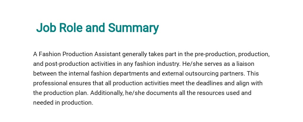 Free Fashion Production Assistant Job Description Template 2.jpe