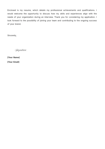 Free Brand Manager Cover Letter For Job Application to Edit Online