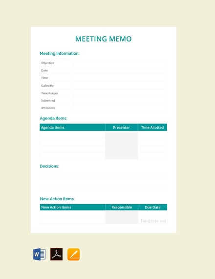 free sample meeting memo template 440x570