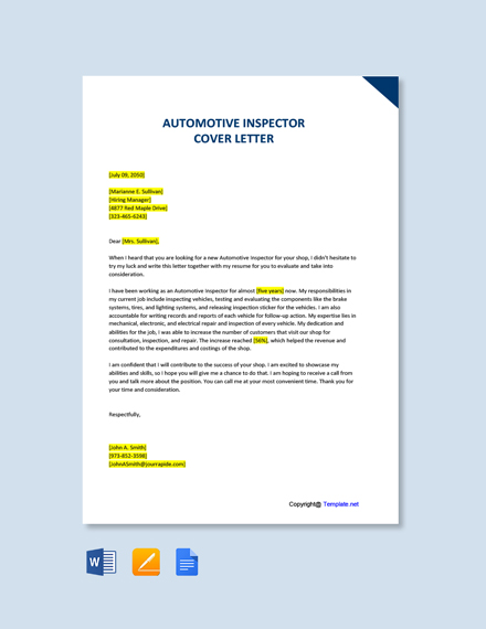 FREE Auto Electrician Cover Letter - Word | Google Docs | Apple (MAC) Pages