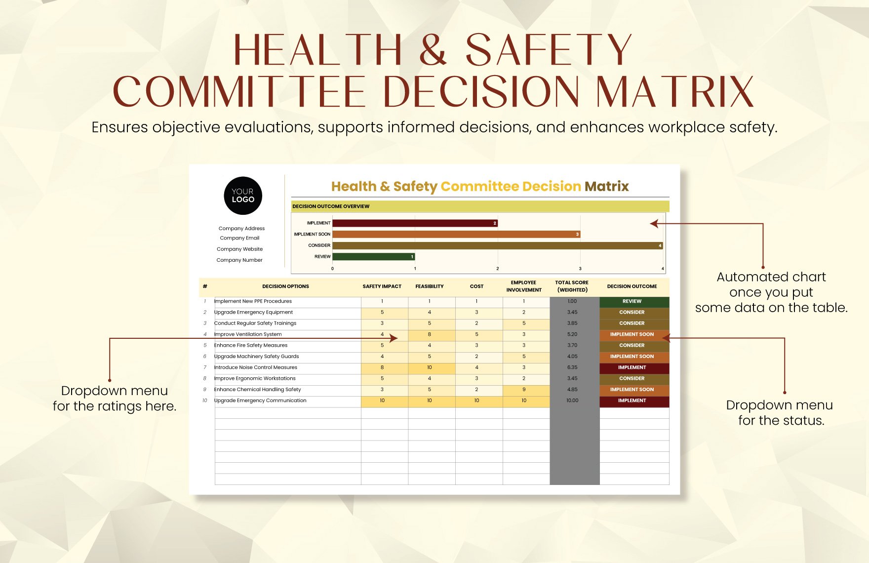 Health & Safety Committee Decision Matrix Template