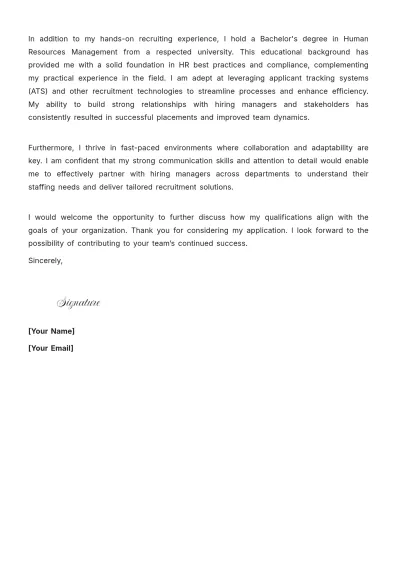 Free Corporate Recruiter Cover Letter For Job Application to Edit Online