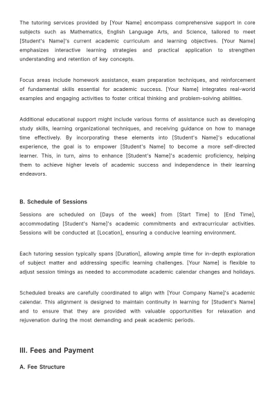 Free After-School Tutor Contract Template to Edit Online