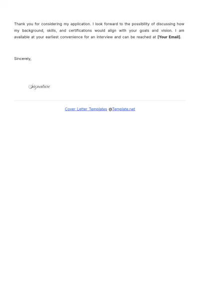 Free Chief Officer Cover Letter For Job Application to Edit Online