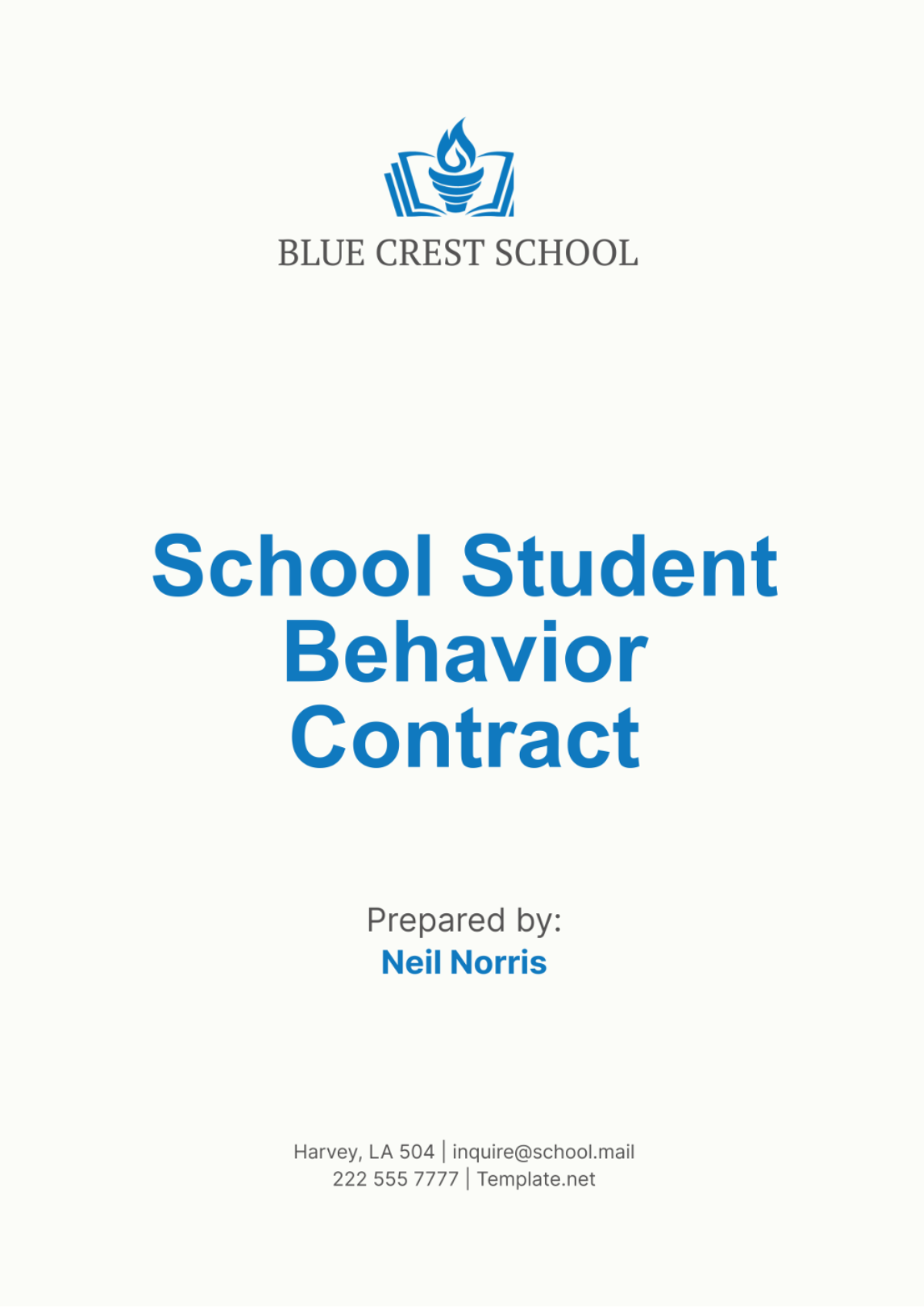 School Student Behavior Contract Template - Edit Online & Download