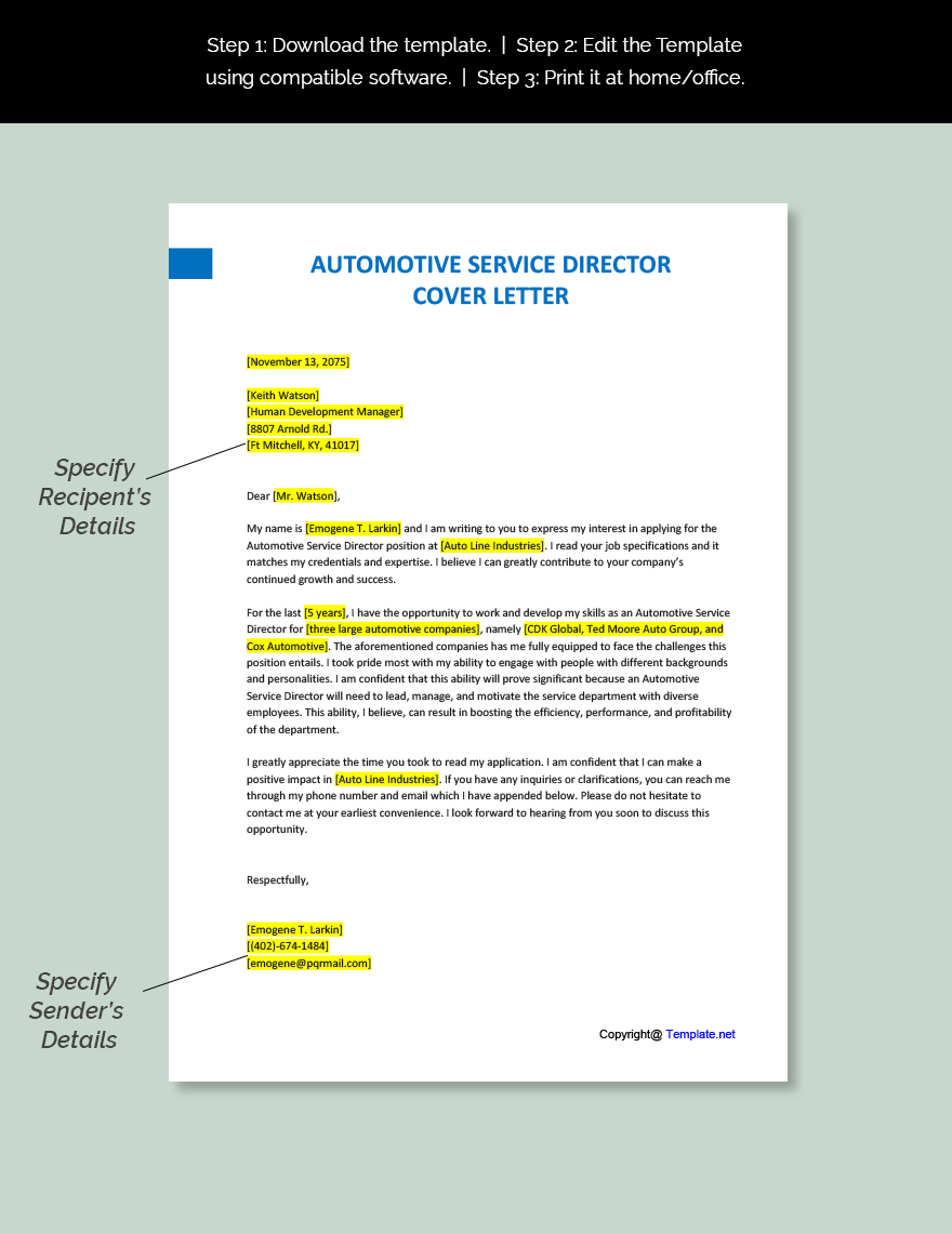 cover letter for automotive service advisor