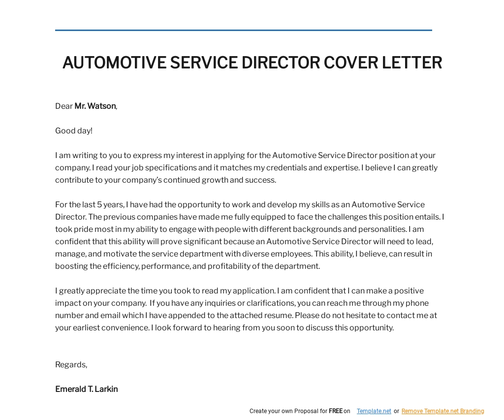 Free Automotive Service Director Cover Letter Template.jpe