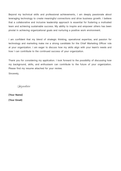 Free Chief Cover Letter For Job Application to Edit Online