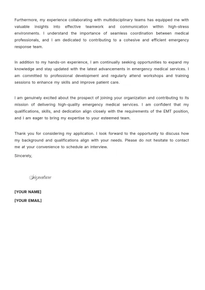 Free Emergency Technician Resume Cover Letter to Edit Online