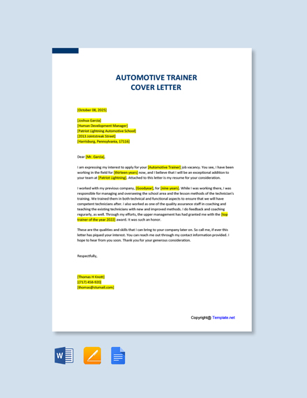 Free Fitness Personal Trainer Cover Letter Template Google Docs Word 