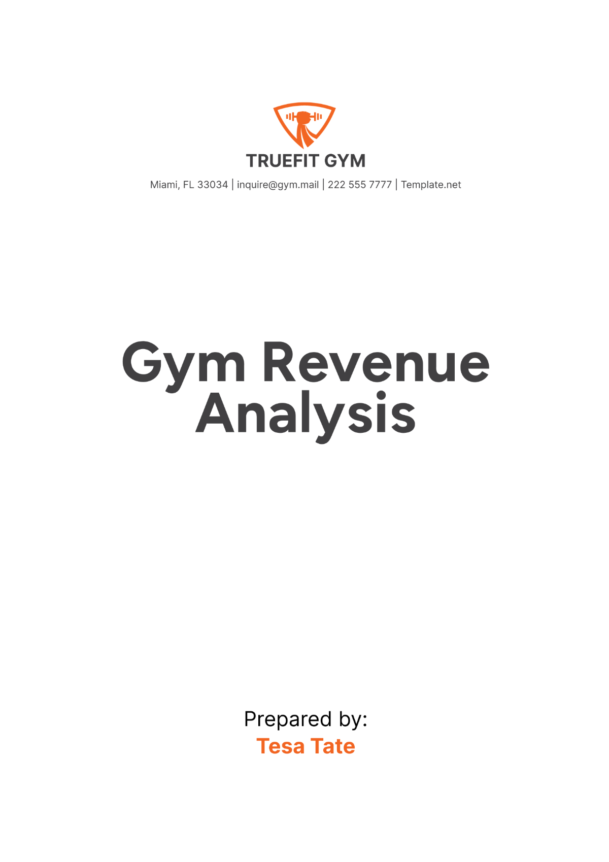 Gym Revenue Analysis Template - Edit Online & Download