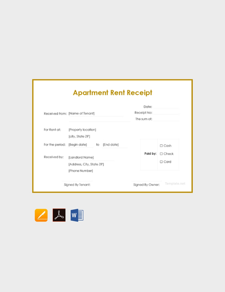 Apartment Rent Receipt Template Free PDF Google Docs Google Sheets 