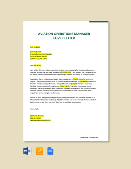 aviation management cover letter examples