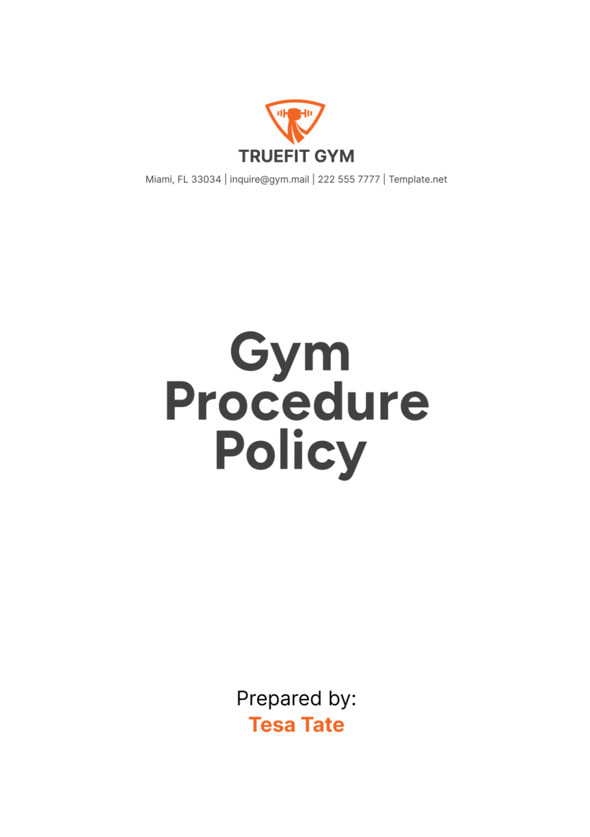 Gym Procedure Policy Template - Edit Online & Download