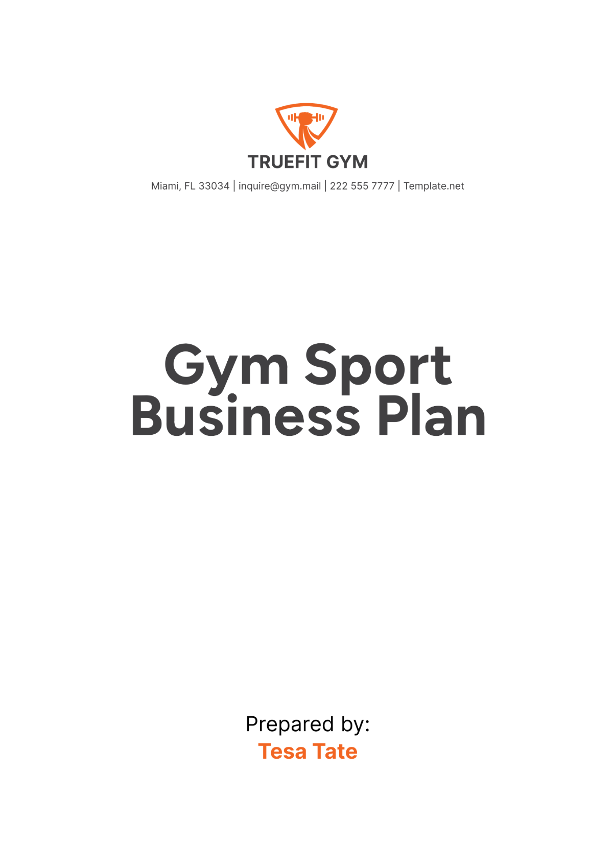 Gym Sport Business Plan Template - Edit Online & Download