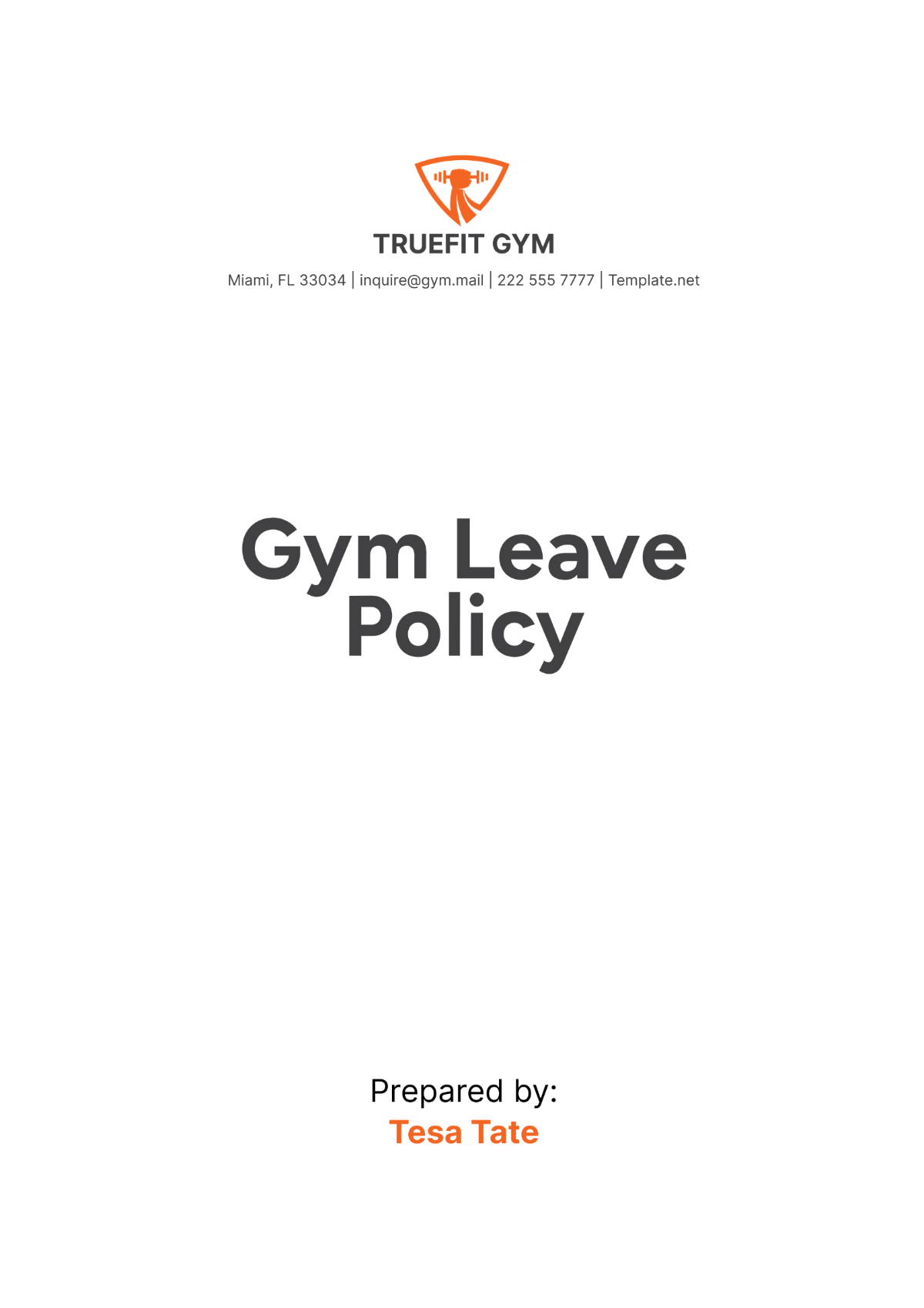 Gym Leave Policy Template - Edit Online & Download