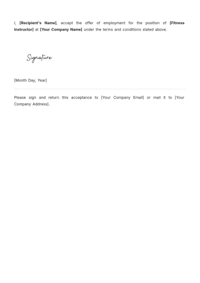 Free Gym Employment Letter Template to Edit Online