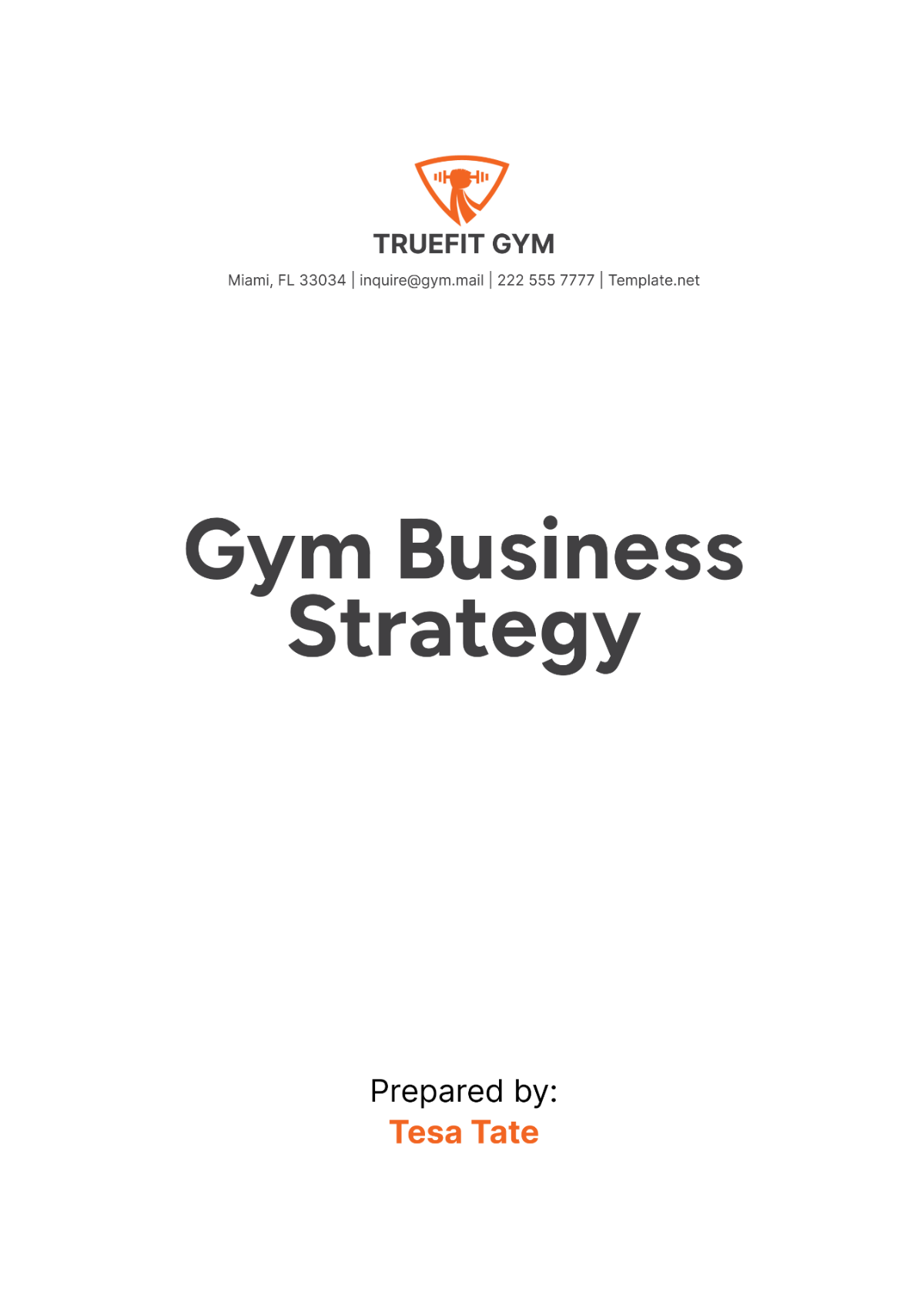 Gym Business Strategy Template - Edit Online & Download