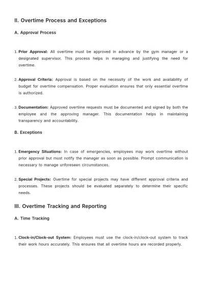 Free Gym Overtime Procedure Template to Edit Online