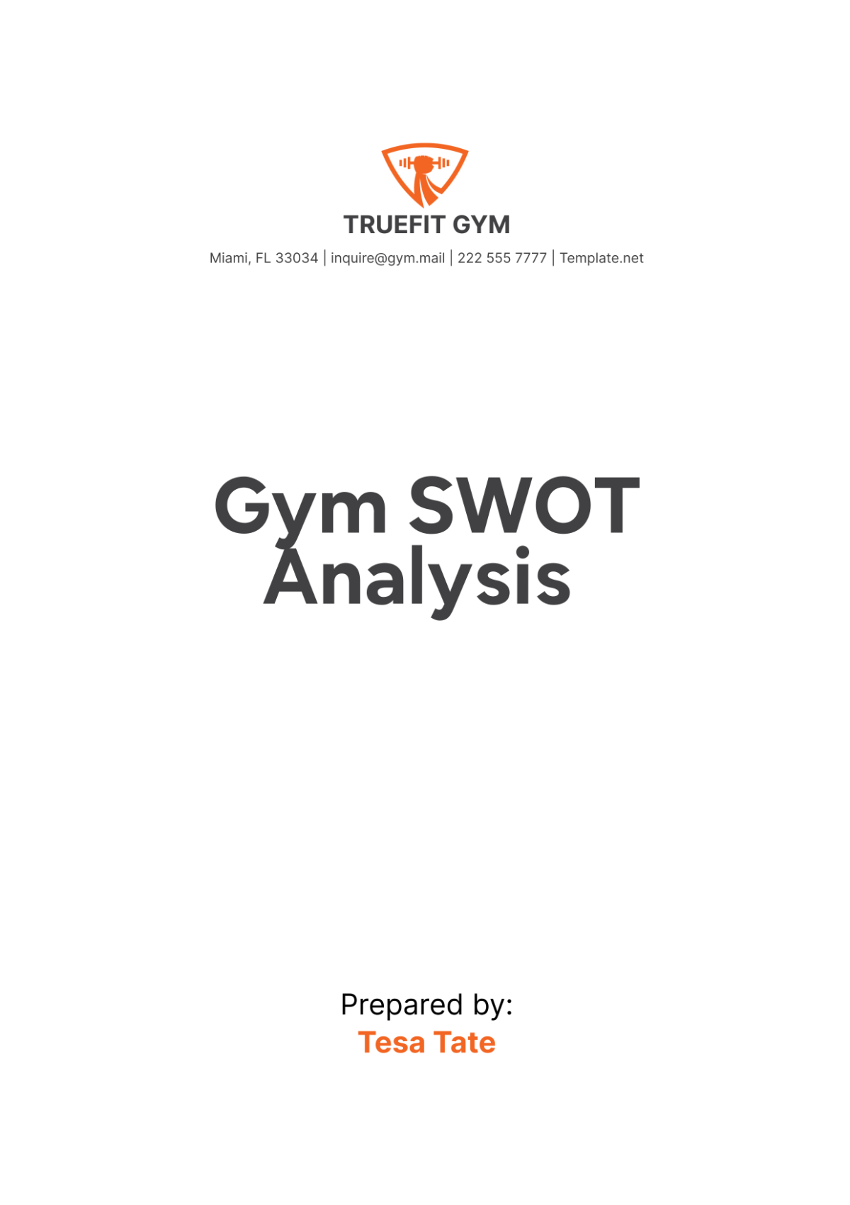 Gym SWOT Analysis Template - Edit Online & Download