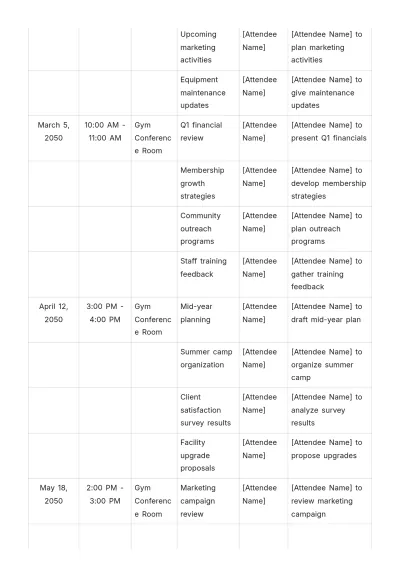 Free Gym Meeting Schedule Template to Edit Online