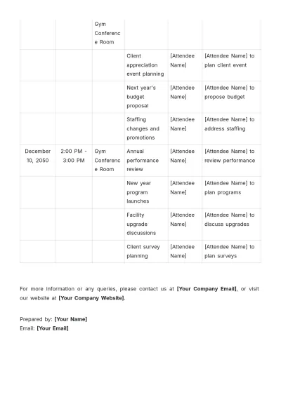 Free Gym Meeting Schedule Template to Edit Online