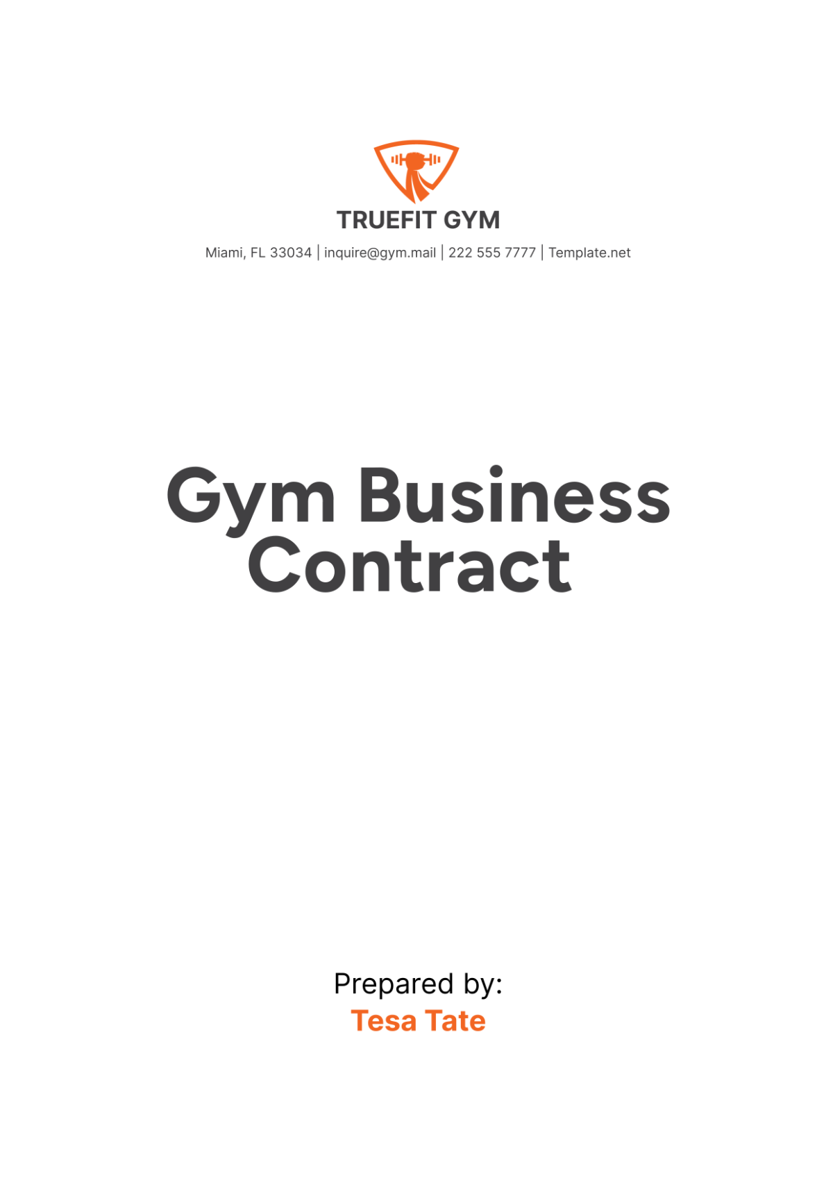 Gym Business Contract Template - Edit Online & Download