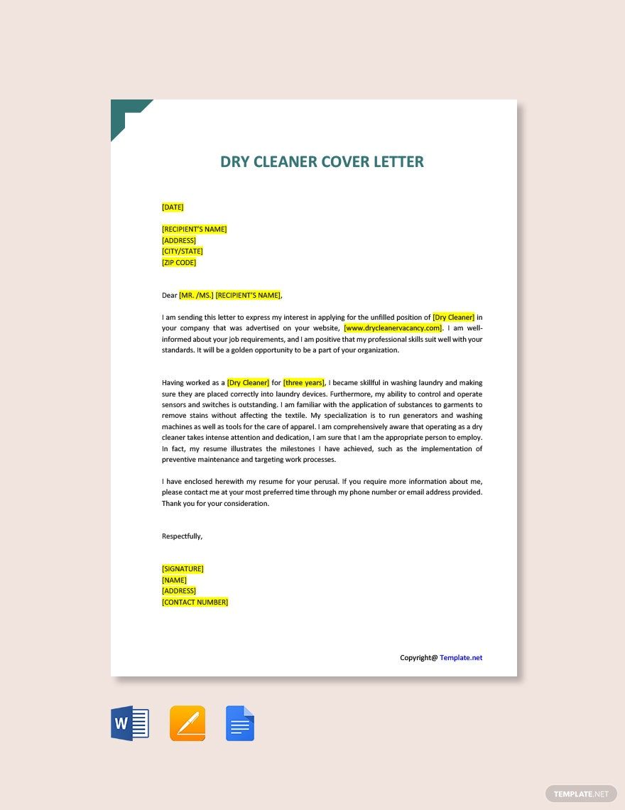 application letter for domestic cleaner