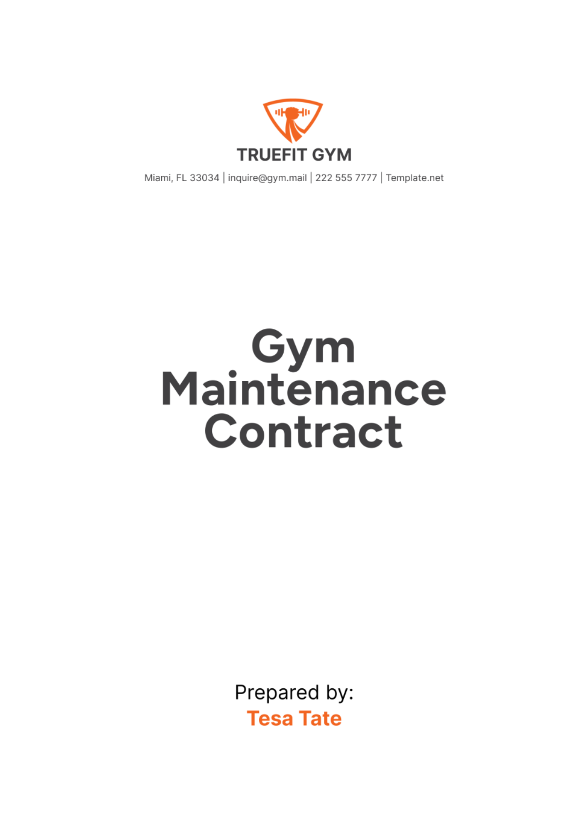 Gym Maintenance Contract Template - Edit Online & Download