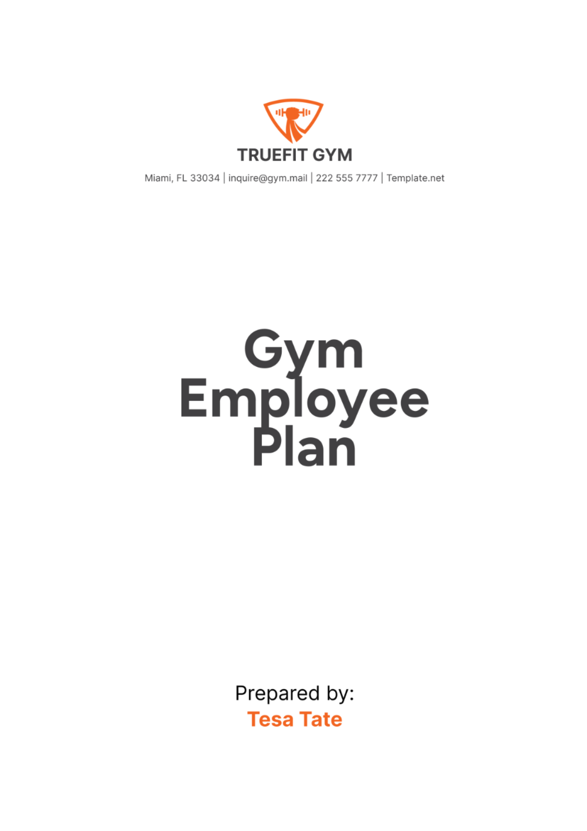 Gym Employee Plan Template - Edit Online & Download