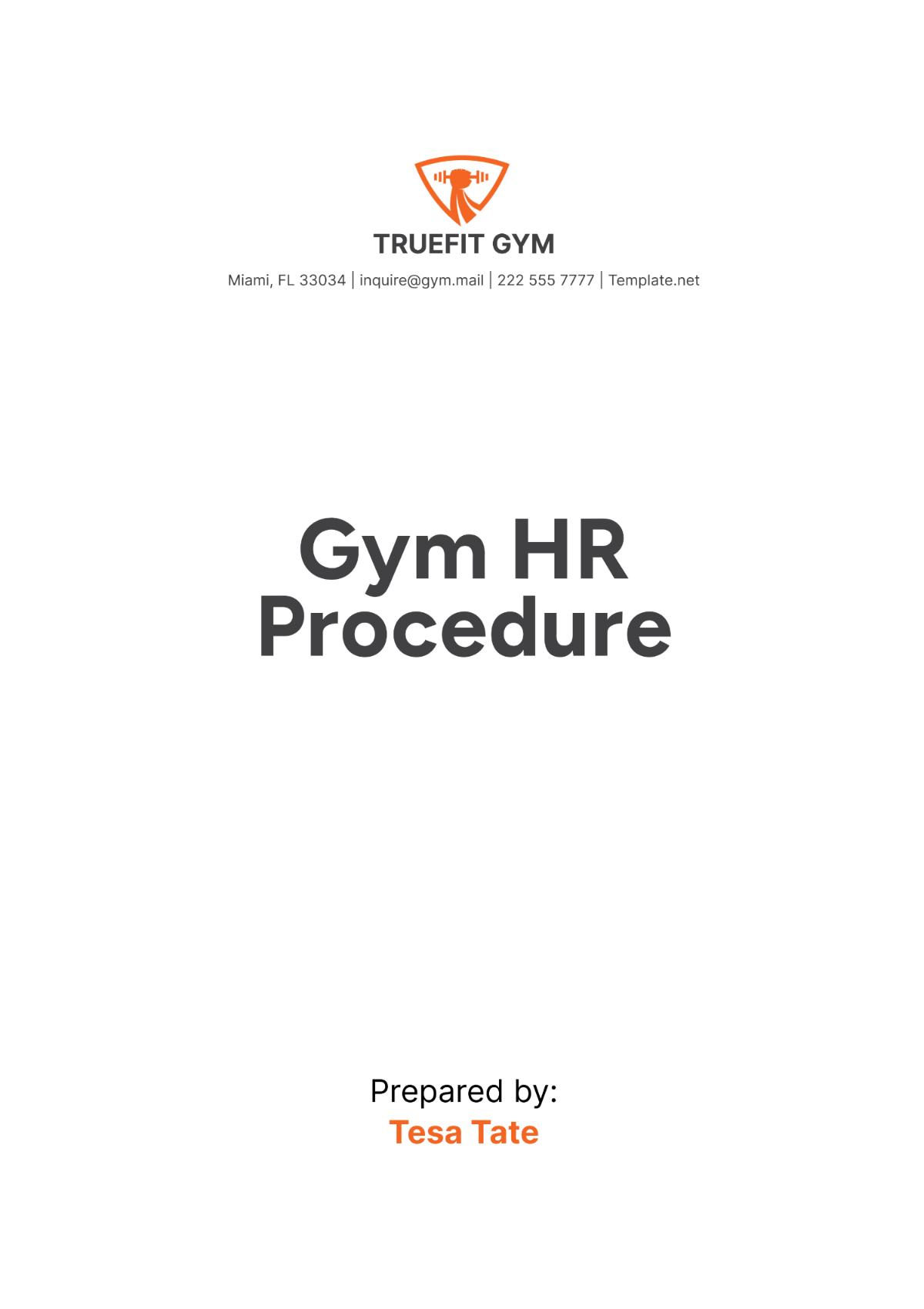 Gym HR Procedure Template - Edit Online & Download