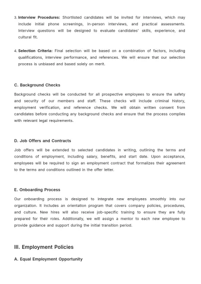 Free Gym HR Procedure Template to Edit Online
