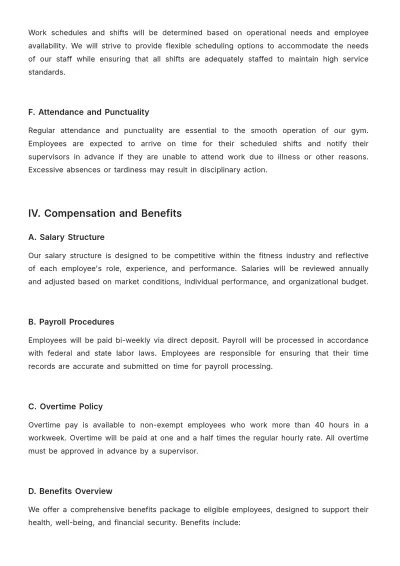 Free Gym HR Procedure Template to Edit Online