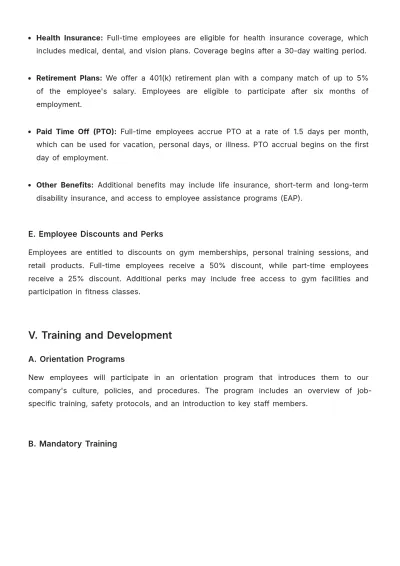 Free Gym HR Procedure Template to Edit Online