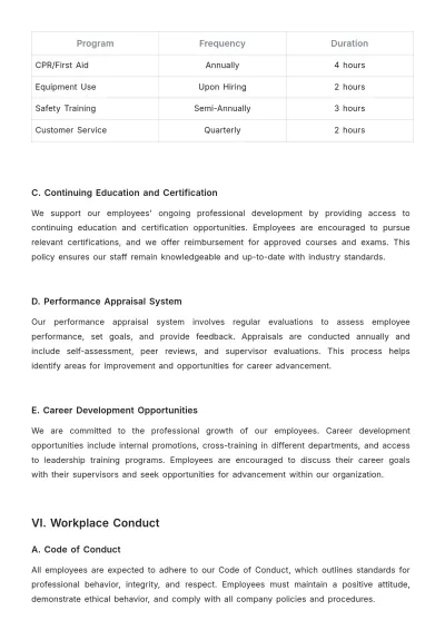 Free Gym HR Procedure Template to Edit Online