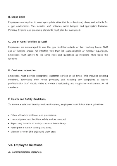Free Gym HR Procedure Template to Edit Online