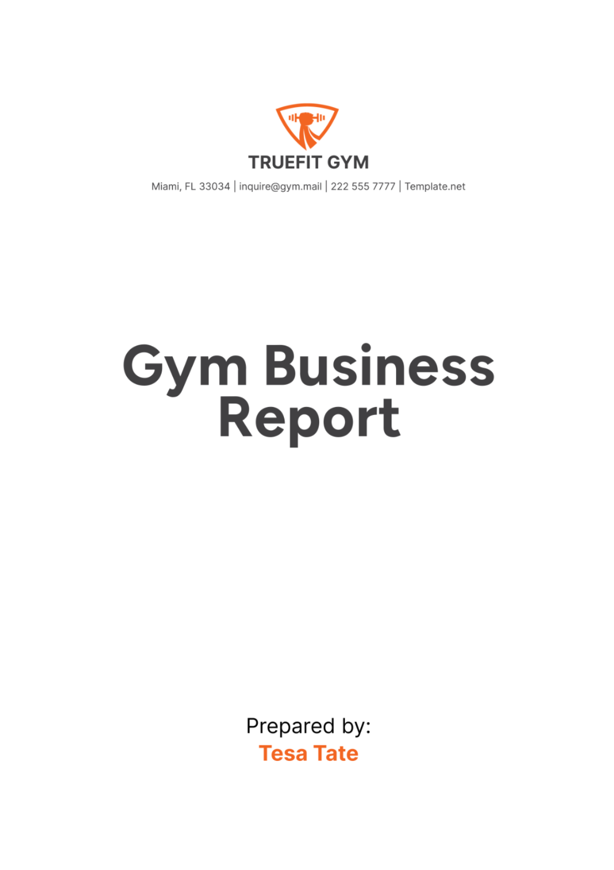 Gym Business Report Template - Edit Online & Download