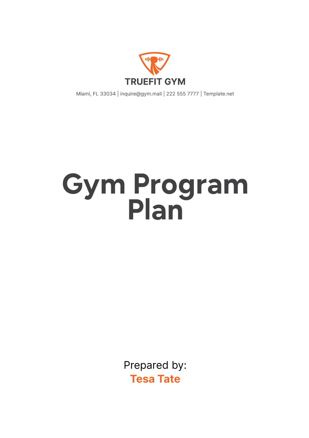 Gym Program Plan Template - Edit Online & Download