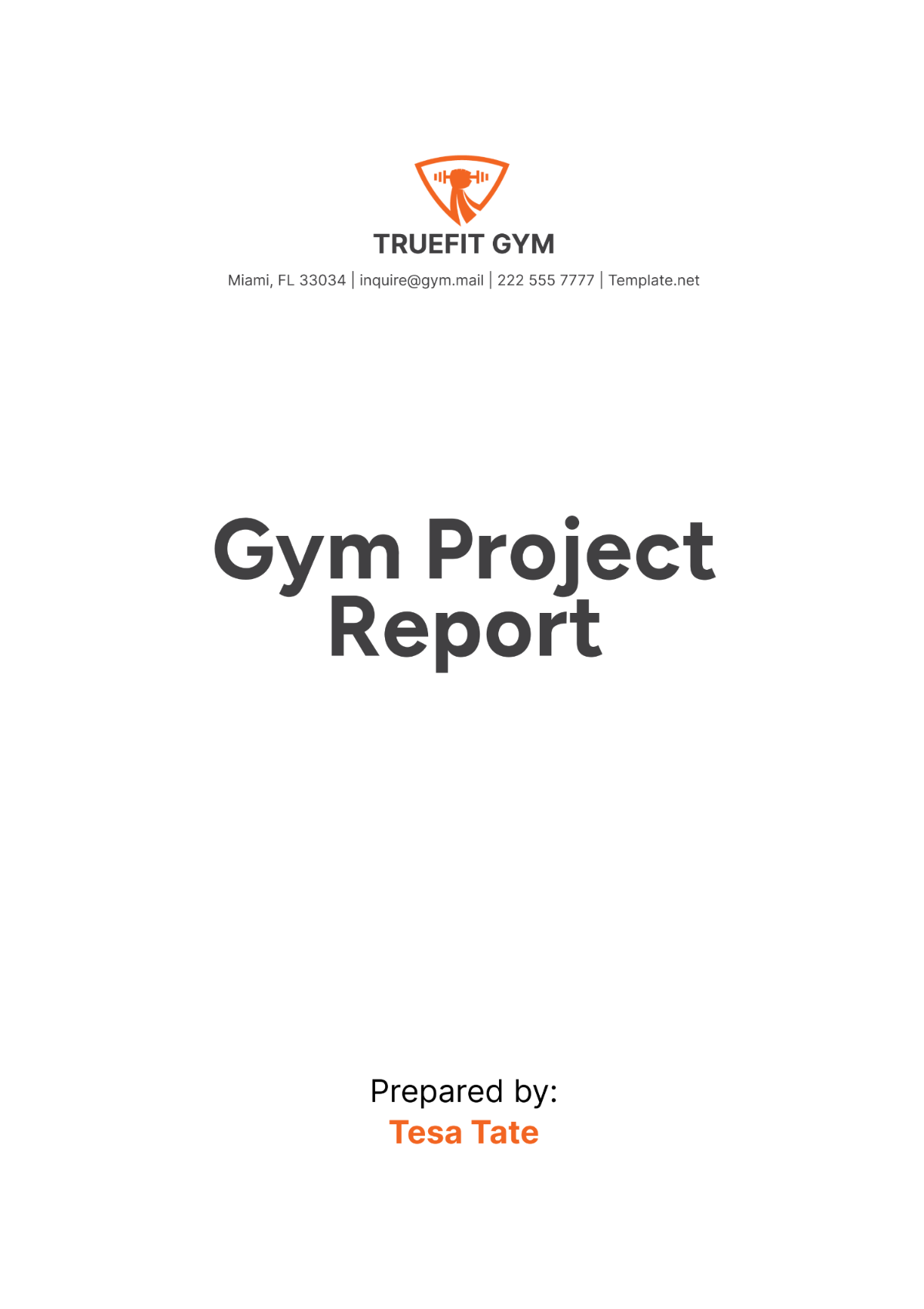 Gym Project Report Template - Edit Online & Download