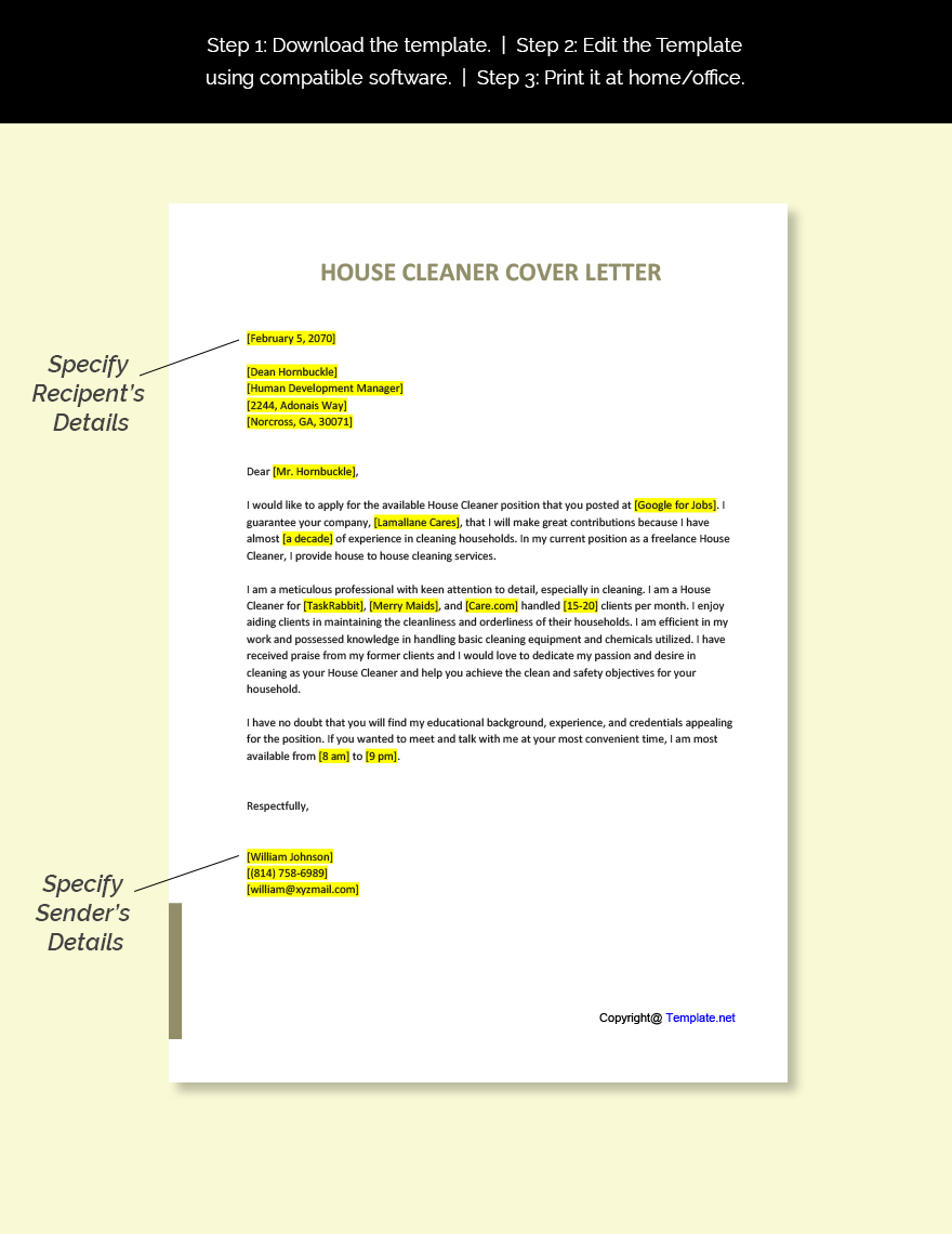 House Cleaner Cover Letter