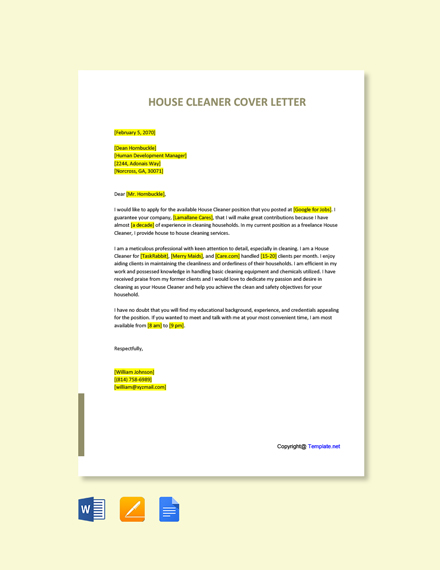 application letter for cleaning services