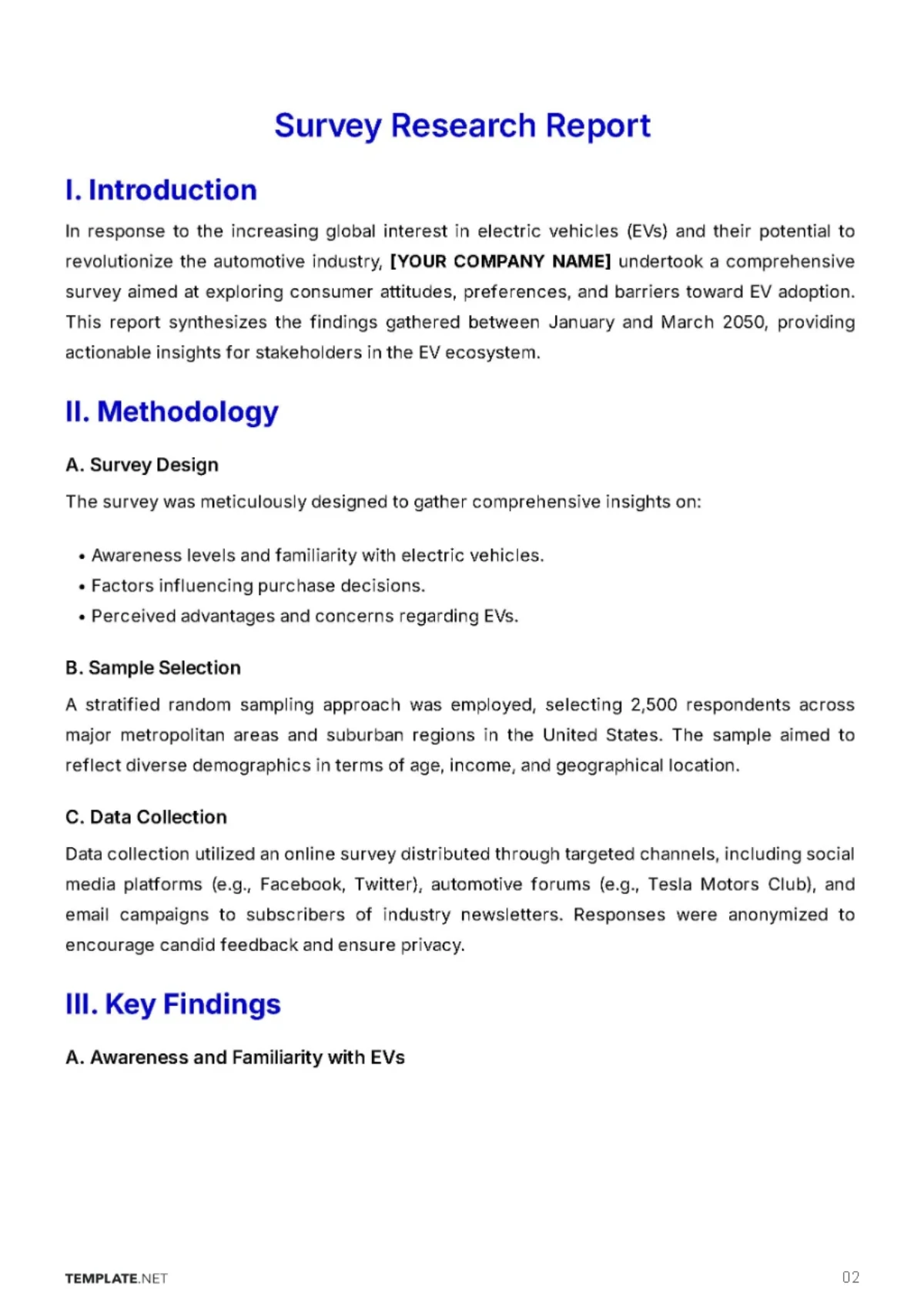 Free Survey Research Report Template to Edit Online