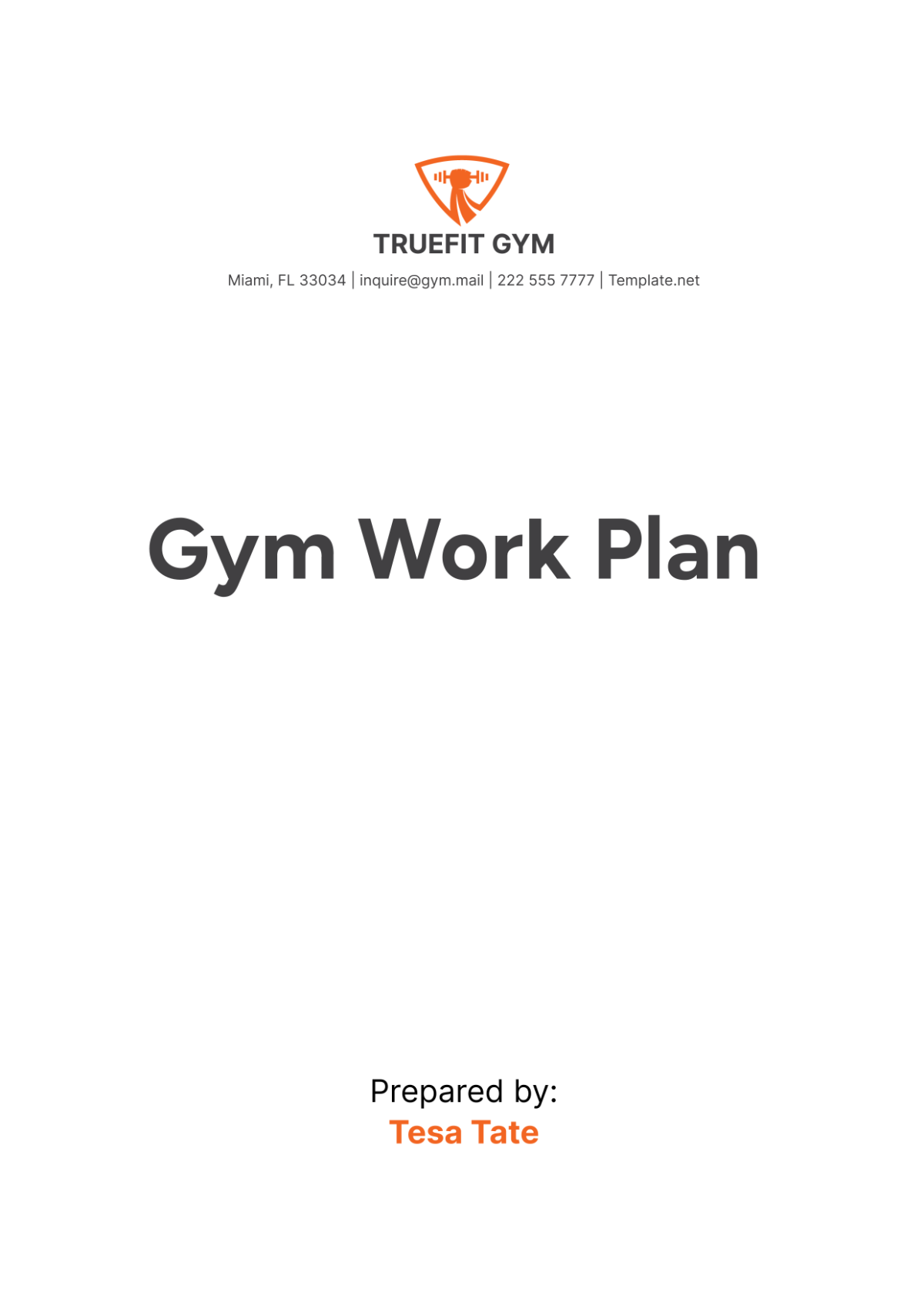 Free Gym Work Plan Template - Edit Online & Download | Template.net