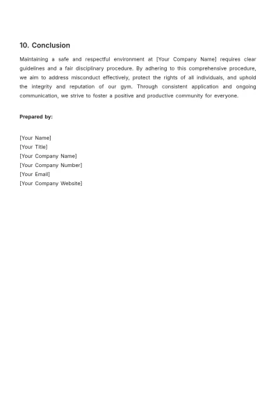 Free Gym Disciplinary Procedure Template to Edit Online