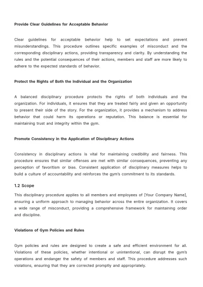 Free Gym Disciplinary Procedure Template to Edit Online