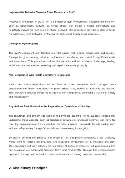 Free Gym Disciplinary Procedure Template to Edit Online